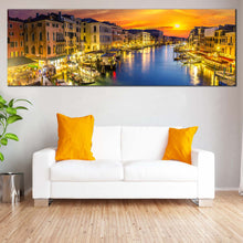 Load image into Gallery viewer, grand  canal  canvas  wall  art  orange  sunset  sky  panoramic  view  canvas  print In Living Room
