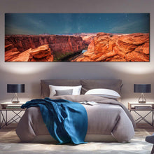 Load image into Gallery viewer, grand  canyon  night  sky  canvas  wall  art  orange  desert  and  blue  sky  stars  1  piece  canvas  print  for  bedroom
