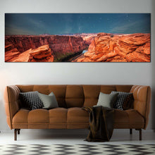 Load image into Gallery viewer, grand  canyon  night  sky  canvas  wall  art  orange  desert  and  blue  sky  stars  1  piece  canvas  print  for Living Room
