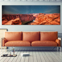 Load image into Gallery viewer, grand  canyon  night  sky  canvas  wall  art  orange  desert  and  blue  sky  stars  1  piece  canvas  print In Living oom
