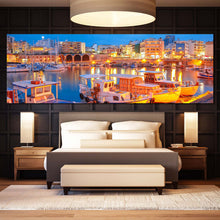 Load image into Gallery viewer, greece  blue  sky  cityscape  panoramic  canvas  wall  art  heraklion  town  river  reflection  canvas  print  for  bedroom
