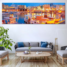 Load image into Gallery viewer, greece  blue  sky  cityscape  panoramic  canvas  wall  art  heraklion  town  river  reflection  canvas  print  for Living Room
