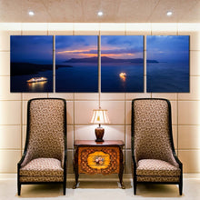 Load image into Gallery viewer, greece sailboats canvas print santorini sunset 4 piece canvas wall art for Living Room
