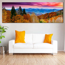 Load image into Gallery viewer, green  orange  trees  canvas  print  dramatic  sky  blue  mountain  panoramic  view  canvas  wall  art In Living Room
