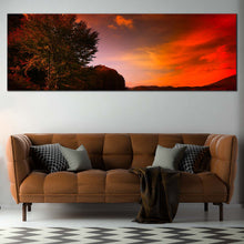 Load image into Gallery viewer, highlands  lake  canvas  print  dramatic  red  cloudy  sky  landscape  canvas  wall  art  for Living Room
