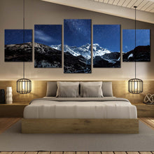 Load image into Gallery viewer, himalayan desert majesty canvas print white milky way and mountains 5 piece canvas wall art for Bedroom
