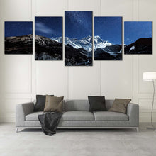 Load image into Gallery viewer, himalayan desert majesty canvas print white milky way and mountains 5 piece canvas wall art In Living Room
