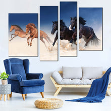 Load image into Gallery viewer, horses galloping canvas print running horses stallions 4 piece canvas wall art for your Living Room
