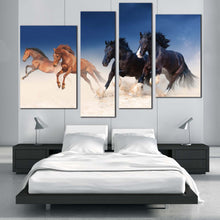 Load image into Gallery viewer, horses galloping canvas print running horses stallions 4 piece canvas wall art
