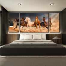 Load image into Gallery viewer, horses herd canvas print animal run in sky desert 3 piece triptych wall art for Bedroom
