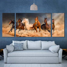 Load image into Gallery viewer, horses herd canvas print animal run in sky desert 3 piece triptych wall art for Living Room
