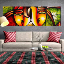 Load image into Gallery viewer, human  abstract  canvas  print  green  red  face  patterns  panorama  canvas  vibrant  head  shape  abstract  wall  art In Living Room
