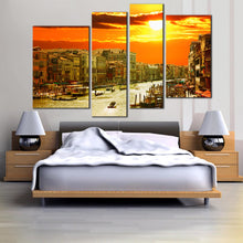 Load image into Gallery viewer, italy harbor city view 4 piece canvas wall art orange venice sunset canvas print for your Bedroom
