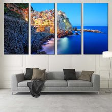 Load image into Gallery viewer, italy sea canvas print manarola national park 4 piece masterpiece canvas wall art for your Living room
