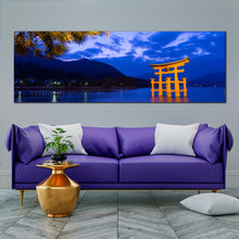 Load image into Gallery viewer, itsukushima  shrine  wall  art  yellow  shinto  city  ocean  panoramic  canvas  blue  evening  mountain  canvas  print  for Living Room
