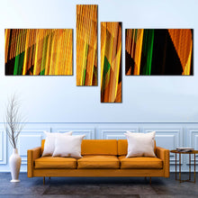 Load image into Gallery viewer, light streaks canvas wall art contemporary yellow green abstract pattern canvas set black modern 4 piece canvas print In Living Room
