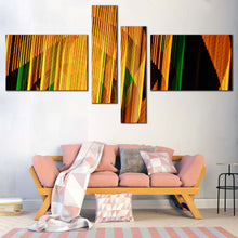 Load image into Gallery viewer, light streaks canvas wall art contemporary yellow green abstract pattern canvas set black modern 4 piece canvas print for Your Living Room
