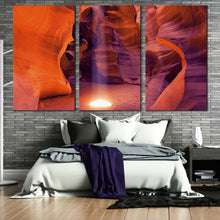 Load image into Gallery viewer, majestic arizona desert canvas print purple antelope canyon 3 piece canvas wall art for Bedroom
