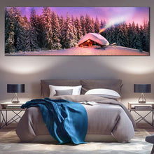 Load image into Gallery viewer, majestic  ukraine  mountains  panoramic  canvas  of  snow  canvas  wall  art  capped  peaks  under  a  starry  sky  canvas  print  for  bedroom
