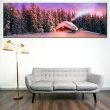 Load image into Gallery viewer, majestic  ukraine  mountains  panoramic  canvas  of  snow  canvas  wall  art  capped  peaks  under  a  starry  sky  canvas  print  for Living Room
