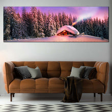 Load image into Gallery viewer, majestic  ukraine  mountains  panoramic  canvas  of  snow  canvas  wall  art  capped  peaks  under  a  starry  sky  canvas  print In Living Room
