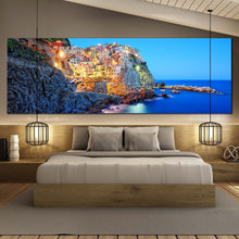 Load image into Gallery viewer, manarola  evening  canvas  print  stunning  yellow  cinque  terre  panorama  canvas  wall  art  for  bedroom
