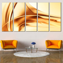 Load image into Gallery viewer, modern abstract canvas print contemporary brown wave yellow gold abstract 5 piece wall art for Your Living Room
