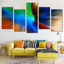 Load image into Gallery viewer, modern abstract canvas print amazing blue orange abstract canvas set contemporary modern 5 piece wall art In Living Room
