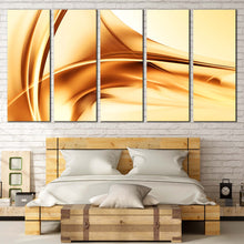 Load image into Gallery viewer, modern abstract canvas print contemporary brown wave yellow gold abstract 5 piece wall art for Bedroom
