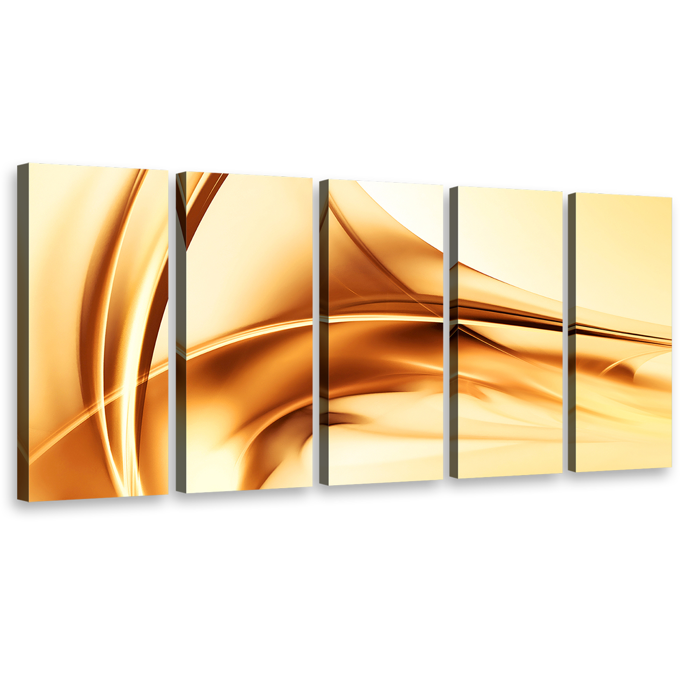 modern abstract canvas print contemporary brown wave yellow gold abstract 5 piece wall art