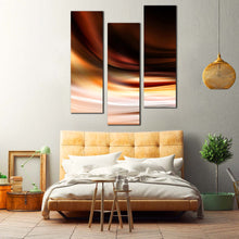 Load image into Gallery viewer, modern  abstract  canvas  print  contemporary  yellow  abstract  3  piece  canvas  beautiful  brown  abstract  waves  wall  art  for  bedroom
