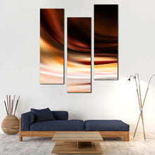 Load image into Gallery viewer, modern  abstract  canvas  print  contemporary  yellow  abstract  3  piece  canvas  beautiful  brown  abstract  waves  wall  art  for  living  room
