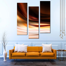 Load image into Gallery viewer, modern  abstract  canvas  print  contemporary  yellow  abstract  3  piece  canvas  beautiful  brown  abstract  waves  wall  art  for  your  living  room
