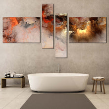 Load image into Gallery viewer, modern abstract canvas print orange white smoke texture abstract 4 piece wall art embossed fractal canvas multi canvas for your Bathroom
