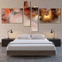 Load image into Gallery viewer, modern abstract canvas print orange white smoke texture abstract 4 piece wall art embossed fractal canvas multi canvas for your bedroom
