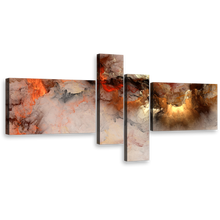 Load image into Gallery viewer, modern abstract canvas print orange white smoke texture abstract 4 piece wall art embossed fractal canvas multi canvas
