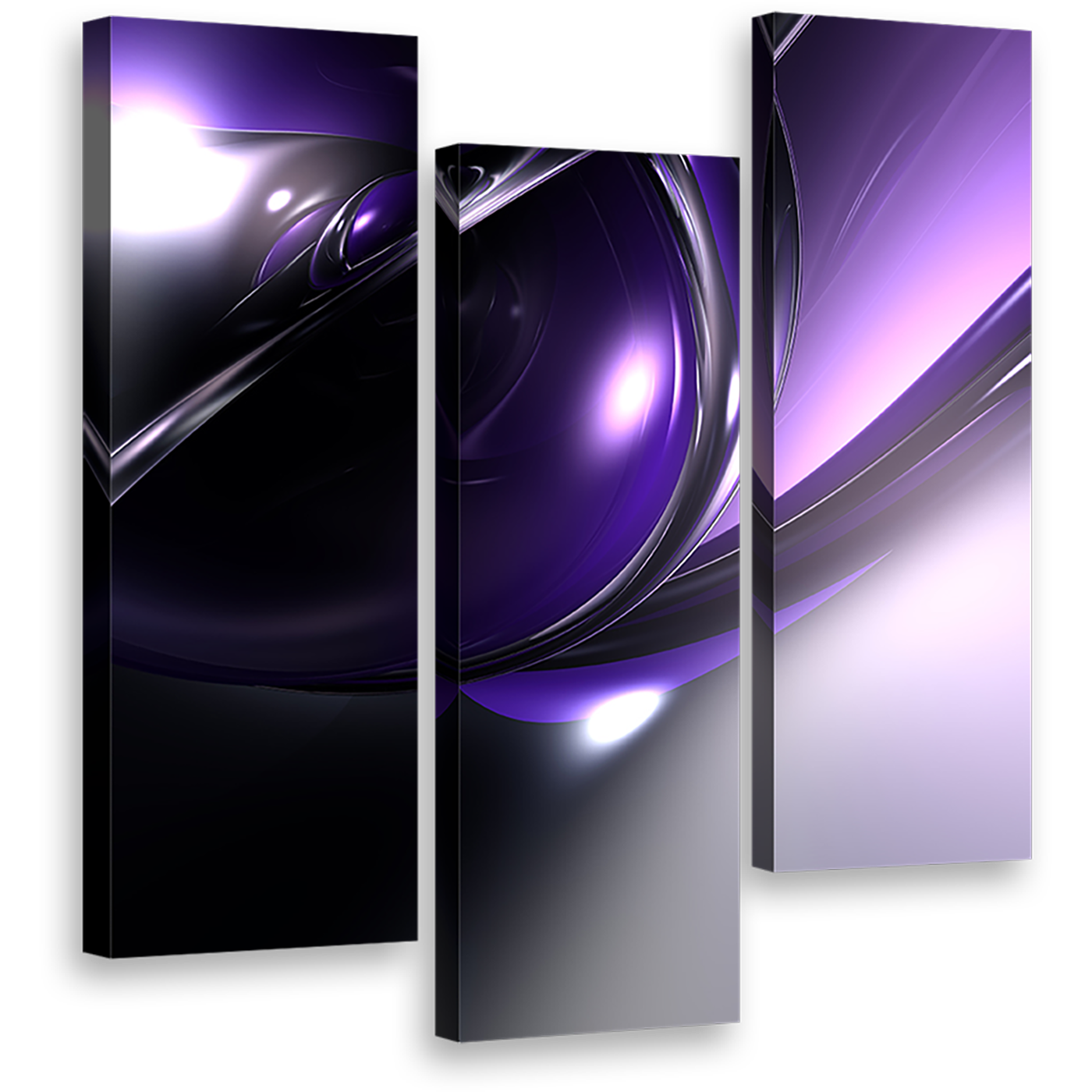 modern  abstract  canvas  print  purple  black  abstract  3  piece  wall  art  3d  abstract  patterns  multi  canvas