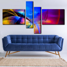 Load image into Gallery viewer, modern abstract canvas print purple blue abstract 4 piece wall art contemporary modern pattern multi canvas for your Living Room
