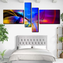 Load image into Gallery viewer, modern abstract canvas print purple blue abstract 4 piece wall art contemporary modern pattern multi canvas for your bedroom
