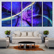 Load image into Gallery viewer, modern abstract wall art contemporary blue abstract 5 piece canvas print beautiful purple fractal multi canvas for Your Living Room
