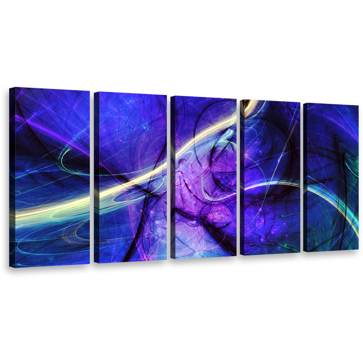 modern abstract wall art contemporary blue abstract 5 piece canvas print beautiful purple fractal multi canvas 