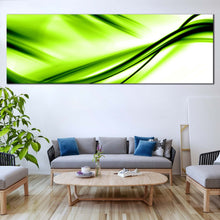 Load image into Gallery viewer, modern  abstract  wall  art  contemporary  white  abstract  1  piece  artwork  green  abstract  waves  canvas  print In Living Room
