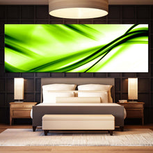 Load image into Gallery viewer, modern  abstract  wall  art  contemporary  white  abstract  1  piece  artwork  green  abstract  waves  canvas  print For Bedroom
