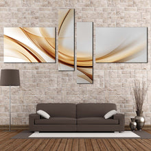 Load image into Gallery viewer, modern abstract wall art contemporary white abstract patterns 4 piece multi canvas abstract gold wave canvas print In Living room
