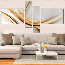 Load image into Gallery viewer, modern abstract wall art contemporary white abstract patterns 4 piece multi canvas abstract gold wave canvas print for Living Room
