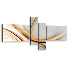 Load image into Gallery viewer, modern abstract wall art contemporary white abstract patterns 4 piece multi canvas abstract gold wave canvas print
