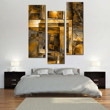 Load image into Gallery viewer, modern  abstract  wall  art  square  pattern  triptych  multi  canvas  yellow  grey  abstract  3  piece  canvas  print For Bedroom
