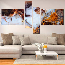 Load image into Gallery viewer, modern abstract wall art white stone 4 piece canvas print brown moss agate canvas set for Living room
