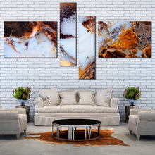 Load image into Gallery viewer, modern abstract wall art white stone 4 piece canvas print brown moss agate canvas set In Living Room
