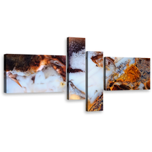 Load image into Gallery viewer, modern abstract wall art white stone 4 piece canvas print brown moss agate canvas set
